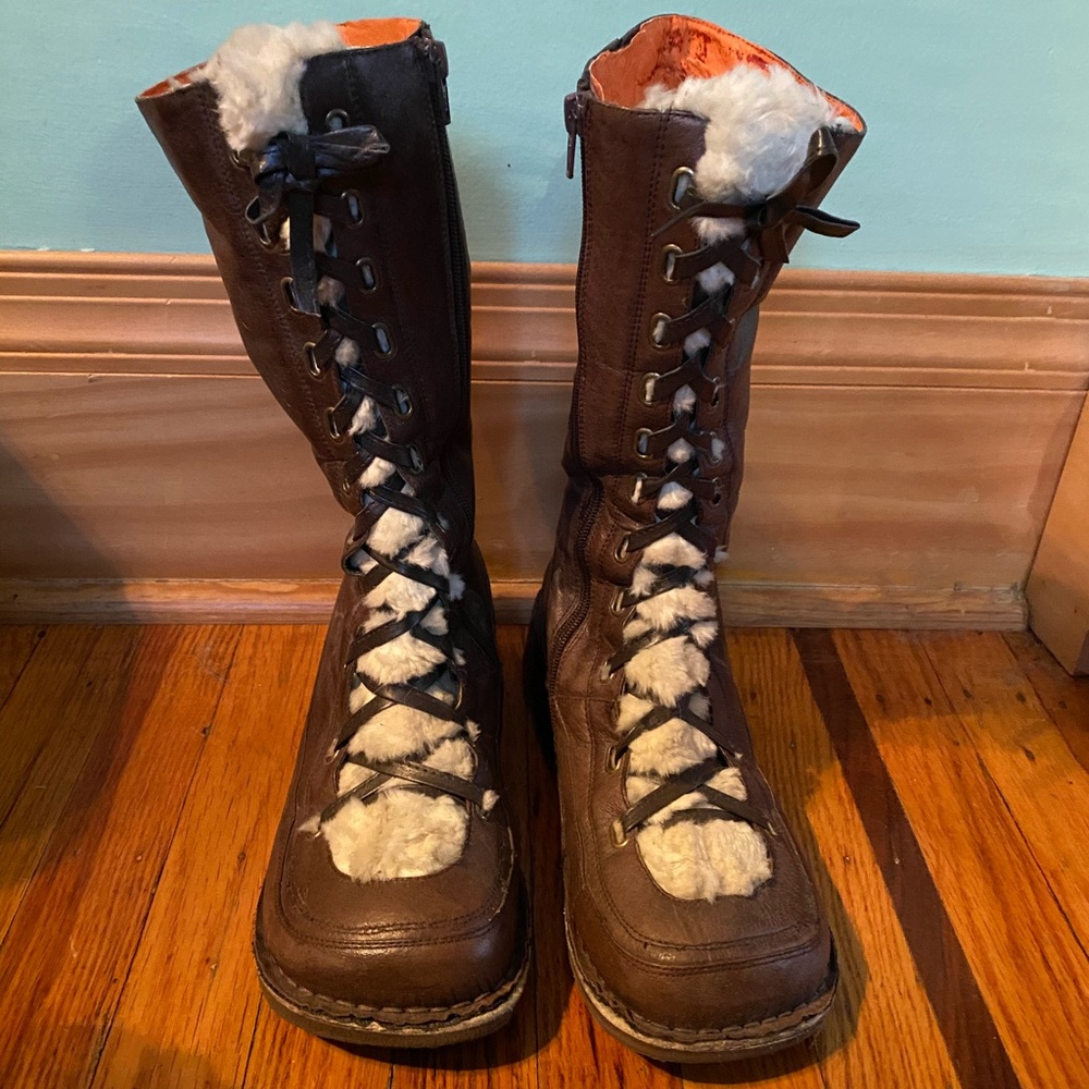 Miz Mooz Leather Faux Fur Lined boots